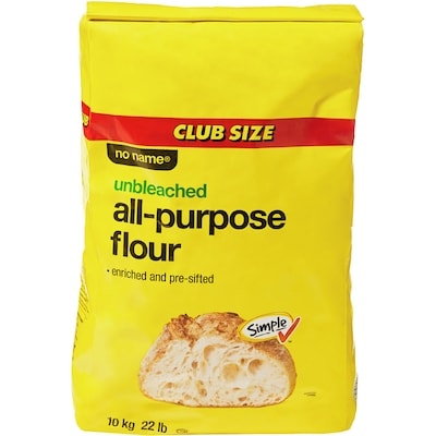 Sans Nom Farine tout usage non blanchie, format Club 10 kg, 0,13 $/100g