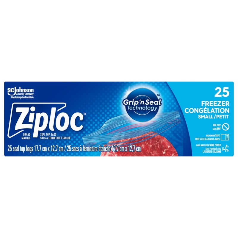 Ziploc Freezer Bags Small, with Grip 'n Seal Technology - 25 ea