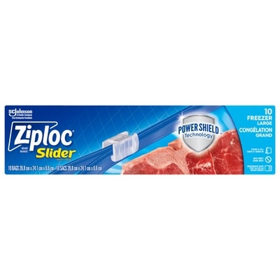 Ziploc Freezer Slider Bags Large, with Power Seal Technology 10 ea, $0.65/1ea