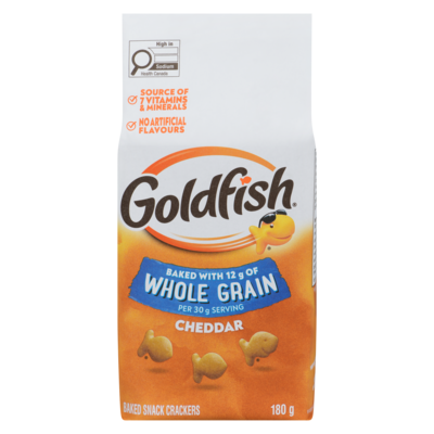 Pepperidge Farm Goldfish  Cheddar made with Whole Grain 180 g, $1.39/100g