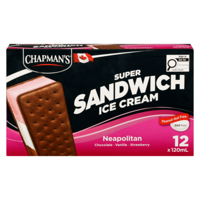 Chapmans Super Ice Cream Sandwich Neapolitan 12x120.0 ml, $0.59/100ml