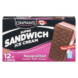 Chapmans Super Ice Cream Sandwich Neapolitan 12x120.0 ml, $0.35/100ml