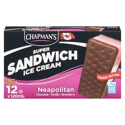 Chapmans Super Ice Cream Sandwich Neapolitan 12x120.0 ml, $0.55/100ml