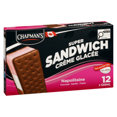 Super Sandwichs crème glacée vanille napolitaine