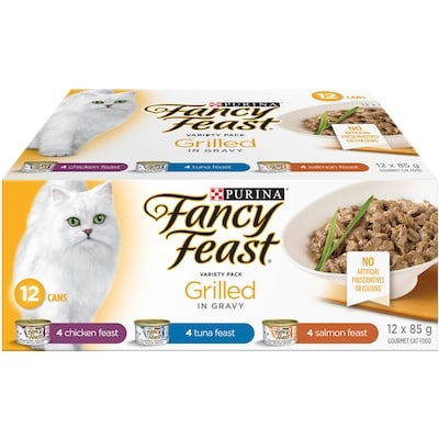 Purina Fancy Feast Grilled in Gravy Variety Pack Poultry & Fish, Wet Cat Food 12x85.0 g, $1.16/100g