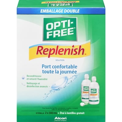 Opti-Free Solution pour lentilles cornéennes Replenish, emballage économique 2x300.0 ml, 6,33 $/100ml