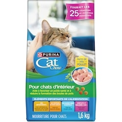 Purina Cat Chow pour Chats d'Intérieur avec Vrai Poulet, Nourriture Sèche pour Chats 1,6 kg 1.6 kg, 0,53 $/100g