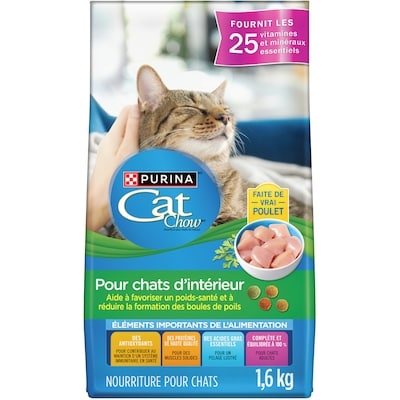 Purina Cat Chow pour Chats d'Intérieur avec Vrai Poulet, Nourriture Sèche pour Chats 1,6 kg 1.6 kg, 0,63 $/100g