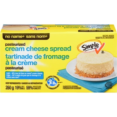 No Name Pasteurized Light Cream Cheese Spread 250 g, $1.20/100g