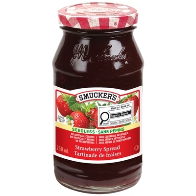 Smucker’s Pure confiture de fraises sans pépins 250 ml, 2,40 $/100ml
