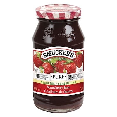 Smucker’s Pure confiture de fraises sans pépins 250 ml, 2,20 $/100ml