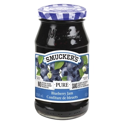 Smucker’s Pure confiture de bleuets 250 ml, 2,20 $/100ml