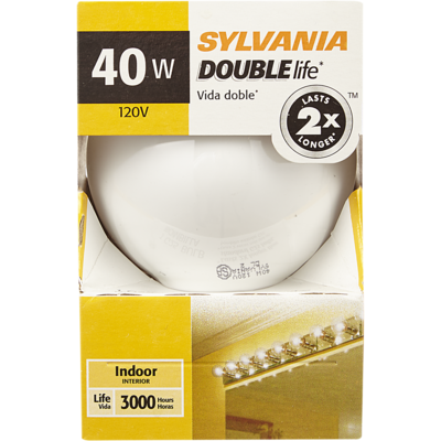 Sylvania White Globe Light Bulb, 40W 1 ea, $3.50/1ea