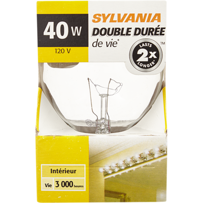 Sylvania Ampoule sphérique claire, 40 W 1 ea, 3,50 $/1ch