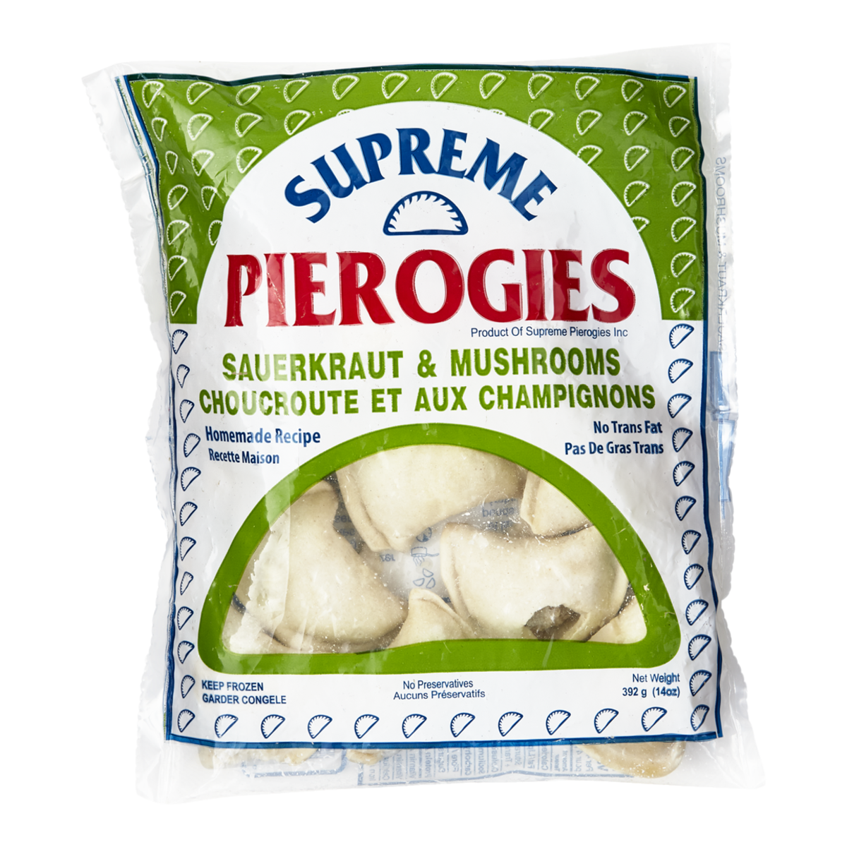 Supreme Pierogies, Sauerkraut & Mushrooms 392 g, $1.15/100g