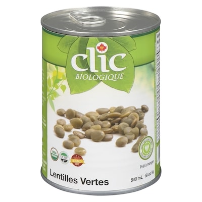 Clic Lentilles vertes biologiques 540 ml, 0,65 $/100ml