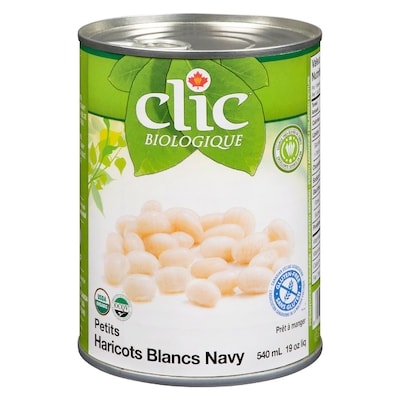 Clic Haricots ronds blancs biologiques 540 ml, 0,65 $/100ml