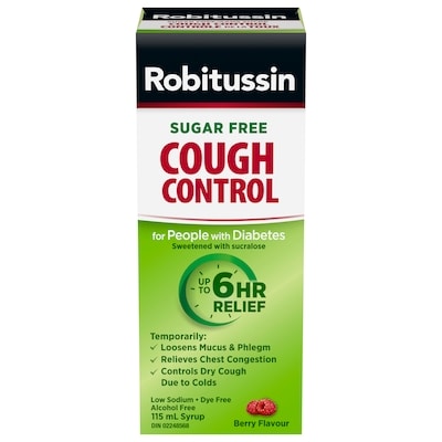 Robitussin Sugar Free Cough Control Syrup, Alcohol Free, Berry Flavour 115 ml, $9.56/100ml