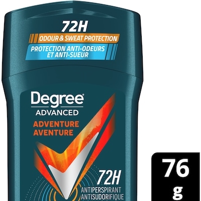 Degree Advanced Antisudorifique en Bâton pour 72 h de protection anti-sueur et anti-odeurs Aventure désodorisant avec technologie motionsense 76 g, 8,88 $/100g