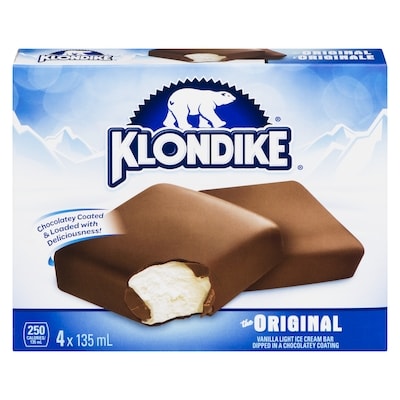 Klondike Bar Light Ice Cream covered in a thick chocolatey 540 ml, $1.48/100ml
