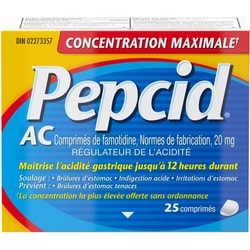 Pepcid Comprimés de famotidine 25 ea, 0,68 $/1ch