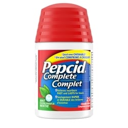 Pepcid Complet, comprimés à croquer, menthe, acidoréducteur pour brûlures d'estomac 25 ea, 0,76 $/1ch