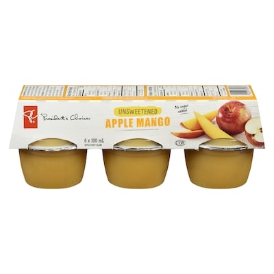 President's Choice Unsweetened Apple-Mango Apple Sauce 6x100.0 ml, $0.50/100ml