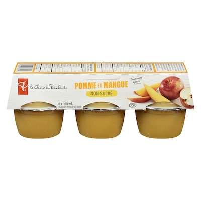 le Choix du Président Compote de pommes non sucrée, pommes et mangues 6x100.0 ml, 0,58 $/100ml