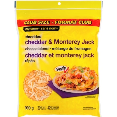 No Name Shredded Cheddar and Monterey Jack Cheese Blend Club Size 900 g, $1.72/100g
