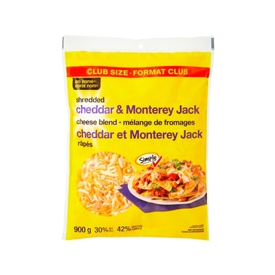 Sans Nom Mélange de fromages cheddar et Monterey Jack râpés, format club 900 g, 1,72 $/100g
