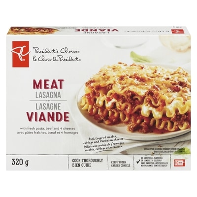 President's Choice Meat Lasagna 320 g, $1.81/100g