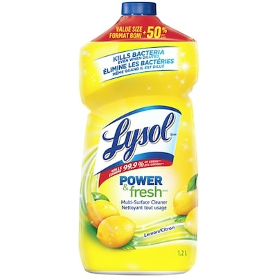 Lysol Nettoyant tout-usage, À verser, Citron, Nettoyant multi surface 1.2 l, 0,50 $/100ml