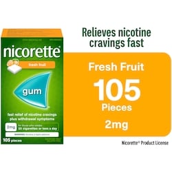 Nicorette Nicotine Gum, Nicotine 2mg, Fresh Fruit 105 ea, $0.35/1ea