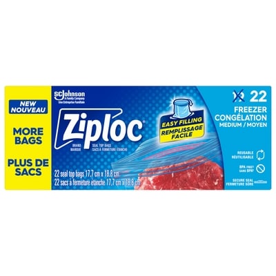 Ziploc Sacs de congélation format moyen emballage de 22 19 ea, 0,24 $/1ch