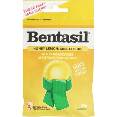 Bentasil Pastilles pour la gorge à saveur de miel et citron 20 ea, 0,24 $/1ch