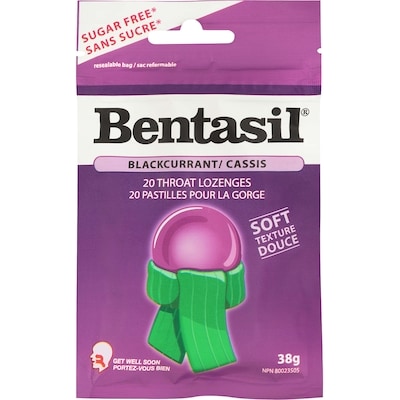Bentasil Pastilles pour la gorge à saveur de cassis 20 ea, 0,20 $/1ch