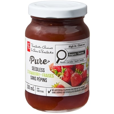 President's Choice Pure Seedless Strawberry Jam 250 ml, $1.80/100ml