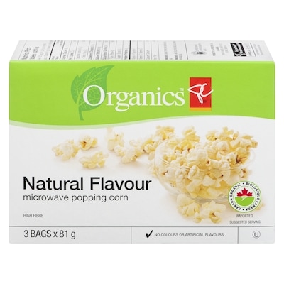 PC Organics Organic Microwave Popcorn, Natural 243 g, $2.67/100g