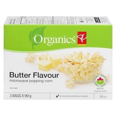 PC Organics Organic Microwave Popcorn, Butter 297 g, $2.19/100g