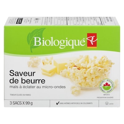 PC Biologique Maïs À Éclater Au Micro-Ondes Beurre 297 g, 2,19 $/100g