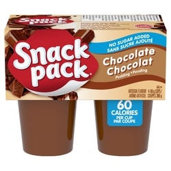 Snackpack Chocolate Pudding, No Sugar Added 4x99.0 g, $0.88/100g
