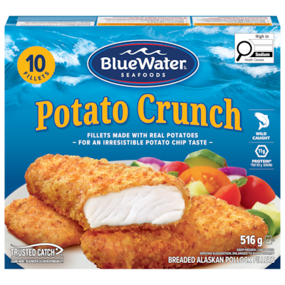 BlueWater Seafoods Potato Crunch Fillets 516 g, $1.94/100g