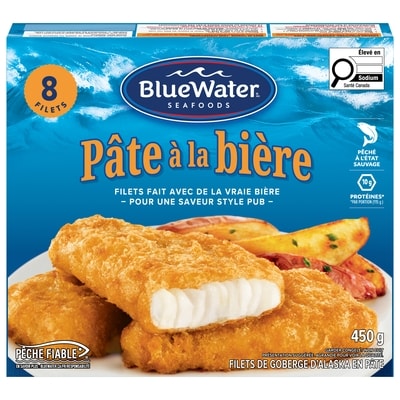 BlueWater Seafoods Filets de Poisson Panés à la Bière Bluewater 450 g, 2,00 $/100g