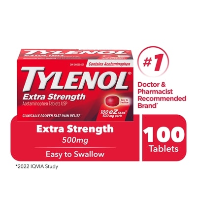 Tylenol 500 Mg EZ Tablets, Extra Strength 100 ea, $0.14/1ea