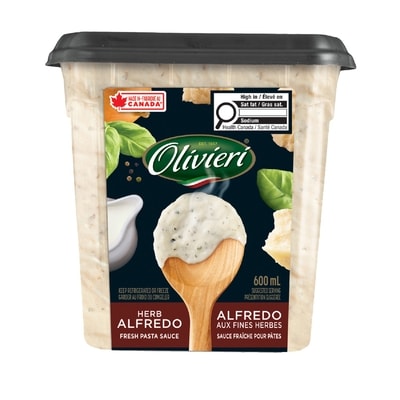 Olivieri Pasta Sauce, Alfredo Herb 600 ml, $1.50/100ml