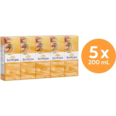 SunRype Apple Orange Peach Juice Boxes 5x200.0 ml, $0.28/100ml