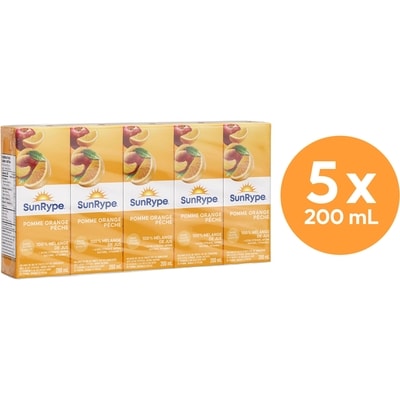 SunRype Boîtes de jus Pomme orange pêche 5x200.0 ml, 0,28 $/100ml