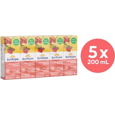 SunRype Strawberry Banana Juice Boxes 5x200.0 ml, $0.28/100ml