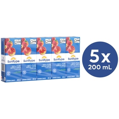SunRype Pure Apple Juice Boxes 5x200.0 ml, $0.28/100ml