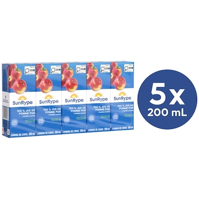 SunRype Boîtes de jus de pomme pur 5x200.0 ml, 0,28 $/100ml